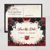Donkere Gothic Halloween Save the Date Briefkaart (Voorkant / Achterkant)