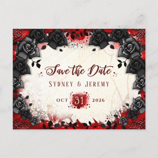 Donkere Gothic Halloween Save the Date Briefkaart (Voorkant)