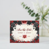 Donkere Gothic Halloween Save the Date Briefkaart (Staand voorkant)
