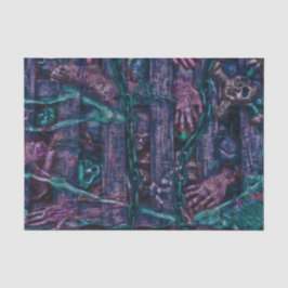 Donkere Gothic Halloween Skull Blauwgroen Paarse l Tissuepapier