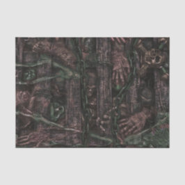 Donkere Gothic Halloween Skull Sepia Green Body Pa Tissuepapier