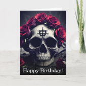 Donkere Gothic Macabre Roos Skull Birthday Kaart (Voorkant)