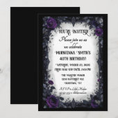 Donkere Gothic met Paarse Rozen Verjaardagsfeest Kaart (Voorkant / Achterkant)
