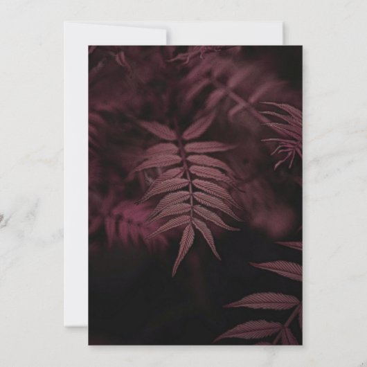 Donkere Gothic Plumb Leaves Black Wedding Handfast Kaart (Achterkant)