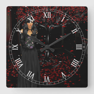 Donkere Gothic Roman Numeral Clock Vierkante Klok