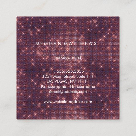 Donkere Gothic Sparkle Beauty Stylist Vierkante Visitekaartje (Achterkant)