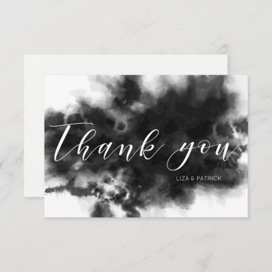 Donkere Gothic Zwarte Waterverf Weddenschap Hartel RSVP Kaartje (Voorkant / Achterkant)