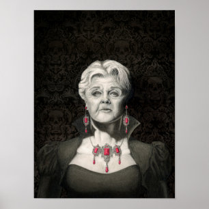 Donkere gothische pen en inkt Angela Lansbury post Poster