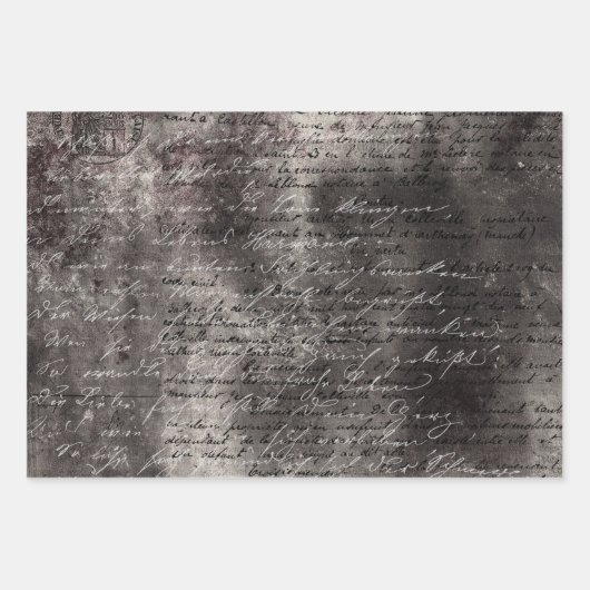 Donkere gothische schedel en scriptbewerkingsblade inpakpapier vel (Voorkant 3)