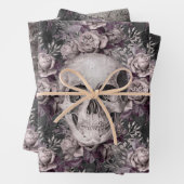 Donkere gothische schedel en scriptbewerkingsblade inpakpapier vel (In situ)