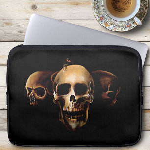 Donkere Gothische Schedels Menselijk Zwart Trio We Laptop Sleeve
