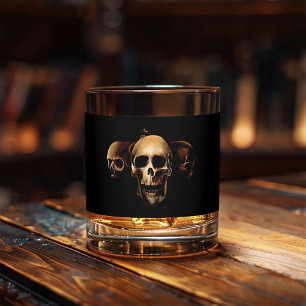 Donkere Gothische Schedels Menselijk Zwart Trio We Whisky Glas