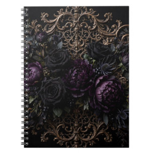 Donkere Gotische Barok Zwarte Rozen Placemat Notitieboek