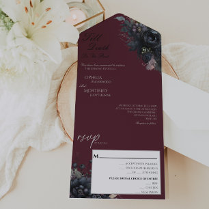 Donkere gotische bloemrijke tot de dood ons scheid all in one uitnodiging