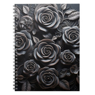 Donkere Gotische Boho Zwarte Rozen Bloemstuk Notitieboek