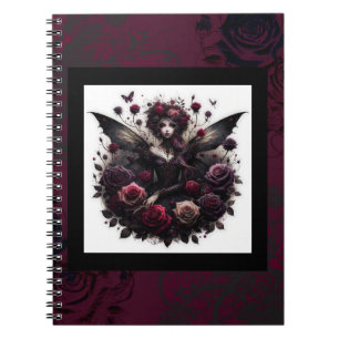 Donkere Gotische Bos Fee Bloemrozen Burgundy Notitieboek