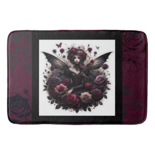 Donkere gotische bosfee bloemrozen burgundy badmat