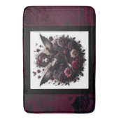 Donkere gotische bosfee bloemrozen burgundy badmat (Voorkant Verticaal)