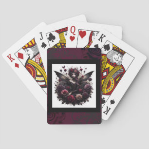 Donkere Gotische Bosfee Bloemrozen Burgundy Pokerkaarten
