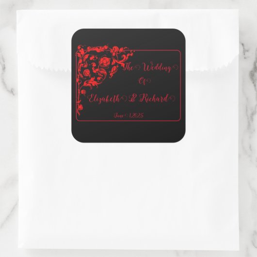 Donkere Gotische Bruiloft Vierkante Sticker (Tas)