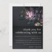 Donkere Gotische Donkerpaarse Zwarte Pioen Huwelij Bedankkaart (Voorkant)