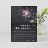 Donkere Gotische Donkerpaarse Zwarte Pioen Huwelij Bedankkaart (Staand voorkant)