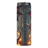 Donkere gotische draak met vurige vleugels thermosbeker (Achterkant)