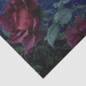 Donkere Gotische Fee Rode Rozen Raaf Fantasie Tissuepapier (Detail)