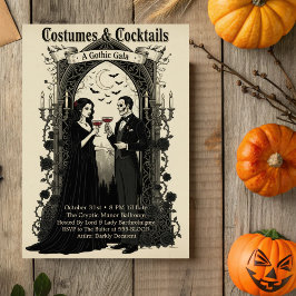 Donkere Gotische Galajurken & Cocktails Halloween Kaart