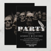 Donkere Gotische Gehoornde Schedel Header Hallowee Kaart (Voorkant / Achterkant)