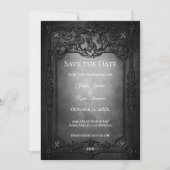 Donkere gotische Halloween bruiloft save the date Aankondiging (Voorkant)