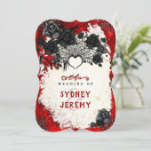 Donkere Gotische Halloween Hart Wed Bracket Kaart (Staand voorkant)