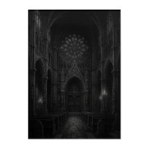 Donkere gotische kathedraal in [zwart + wit]