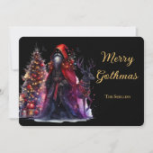 Donkere gotische kerstman en rendier kerst feestdagenkaart (Voorkant)