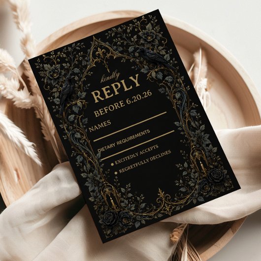 Donkere Gotische Raaf RSVP Kaartje