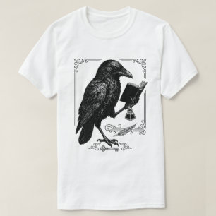 Donkere Gotische Raaf Vintage Sleutel Kunstwerk T-shirt