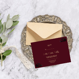 Donkere Gotische Romantische Bourgogne Huwelijksfo RSVP Kaartje
