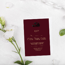Donkere Gotische Romantische Bourgogne Huwelijksfo RSVP Kaartje