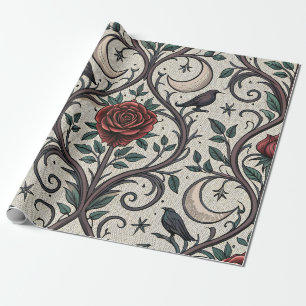 Donkere Gotische Roos Patroon (1) Cadeaupapier