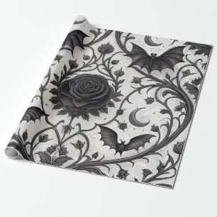 Donkere Gotische Roos Patroon (3) Cadeaupapier