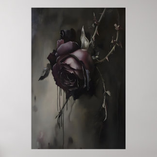 Donkere Gotische Roos Schilderij Sfeervolle Bloem Poster