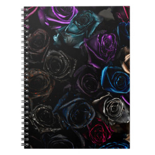 Donkere Gotische Rozen Fluwelen Bloemtextuurpatroo Notitieboek