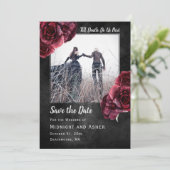 Donkere gotische Rozen sparen de Datum Save The Date (Staand voorkant)