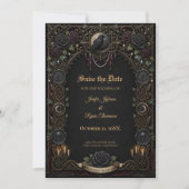 Donkere gotische Save the date uitnodiging (Voorkant)