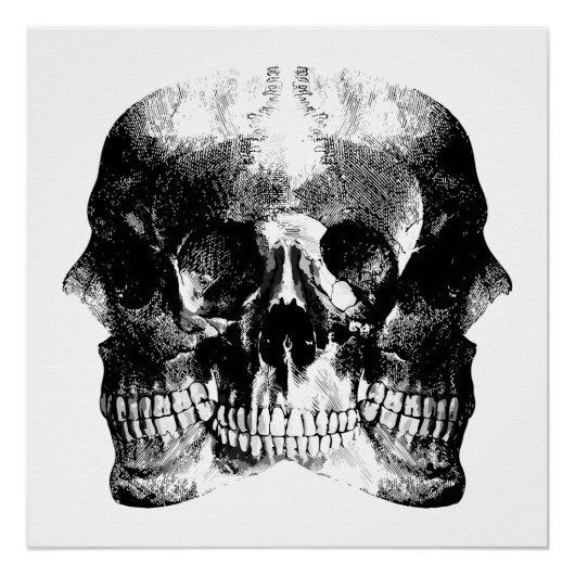 Donkere Gotische Schedel Kunst Perfect Poster (Voorkant)