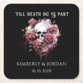 Donkere Gotische Schedels 'tot de dood ons scheidt Kartonnen Onderzetters (Voorkant)