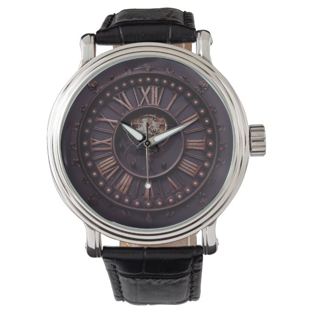 Donkere gotische steampunk klok met Romeinse cijfe Horloge (Voorkant)