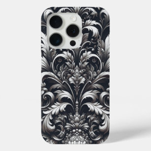 Donkere gotische vette sierlijke bloempatroon  iPhone 15 pro case