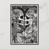 Donkere gotische zwart-wit skelet koppel details informatiekaartje (Voorkant)