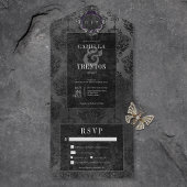 Donkere Gotische Zwarte Damast Eetservies All In One Uitnodiging